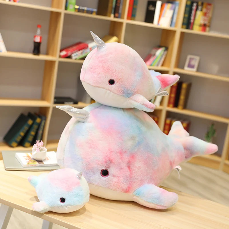 1PC 28/45/75cm Colorful Narwhal Plush Toy Stuffed Lovely Doll Soft Rainbow Whale Fish Marine Animal Toys for Children Girl Gift