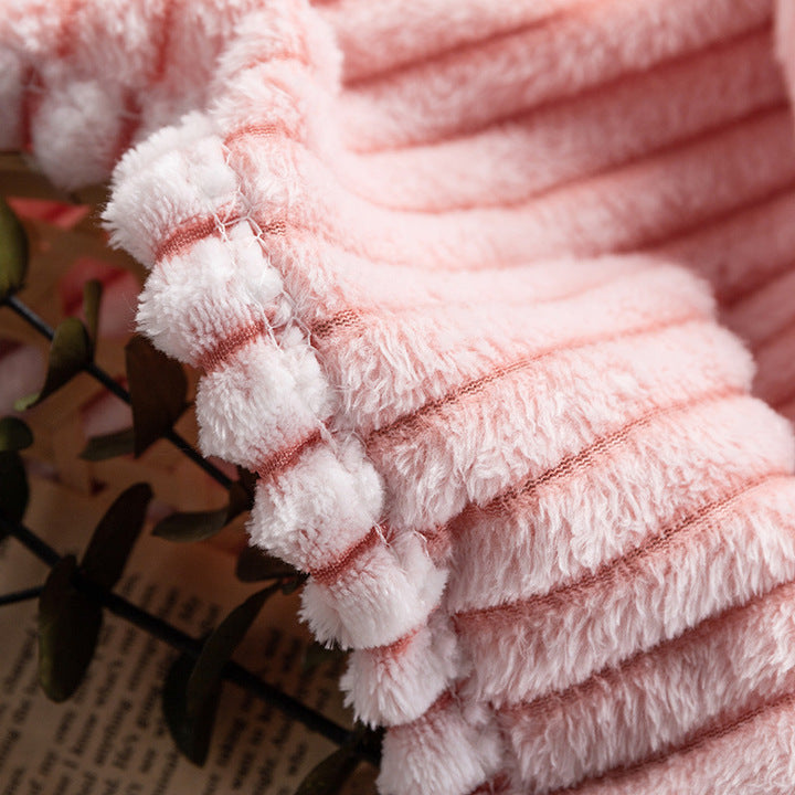 Super Soft Baby Kids Customized Flannel Fleece Blanket Home Solid Color Premium 3D Ribbed Lightweight Bed Stripe Flannel Blanket