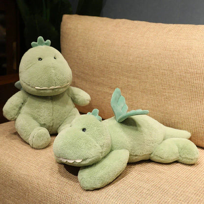 Free Sample Green Dinosaur Plush Stuffed Animal Toys with Cute wings Soft Baby comfort Plush Dinosaur Stuffed Toys Gifts