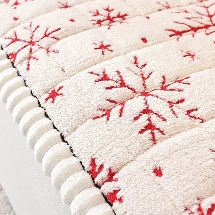 Custom Thickened Snowflake Pattern Sofa Slipcovers Factory Wholesale for Christmas Pet-Friendly Living Room Cushions