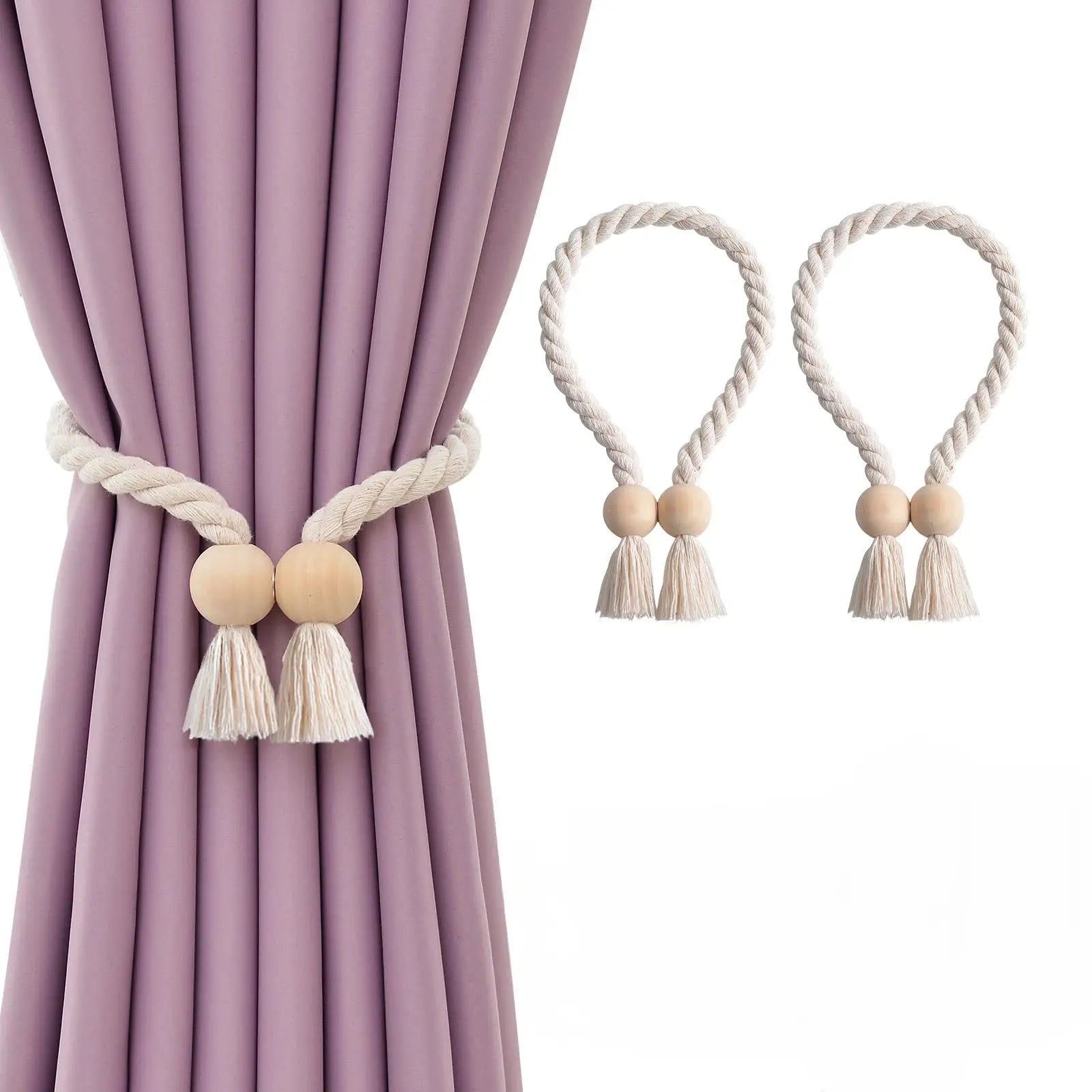 Slumblr® Wooden Bead Curtain Tiebacks (2 Pcs) Slumblr