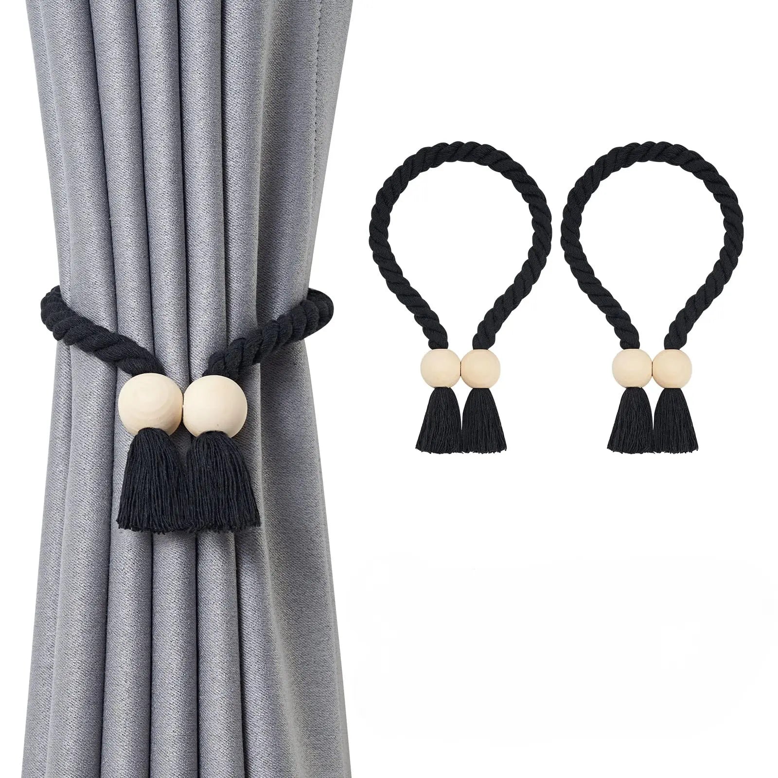 Slumblr® Wooden Bead Curtain Tiebacks (2 Pcs) Slumblr