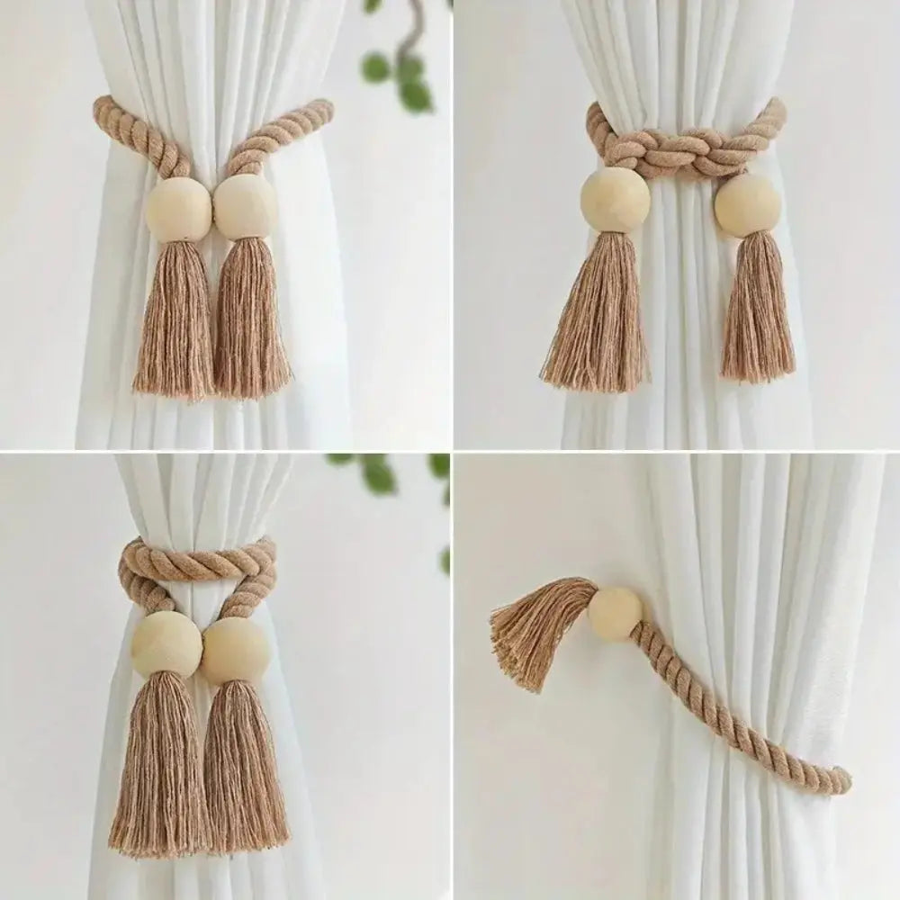 Slumblr® Wooden Bead Curtain Tiebacks (2 Pcs) Slumblr