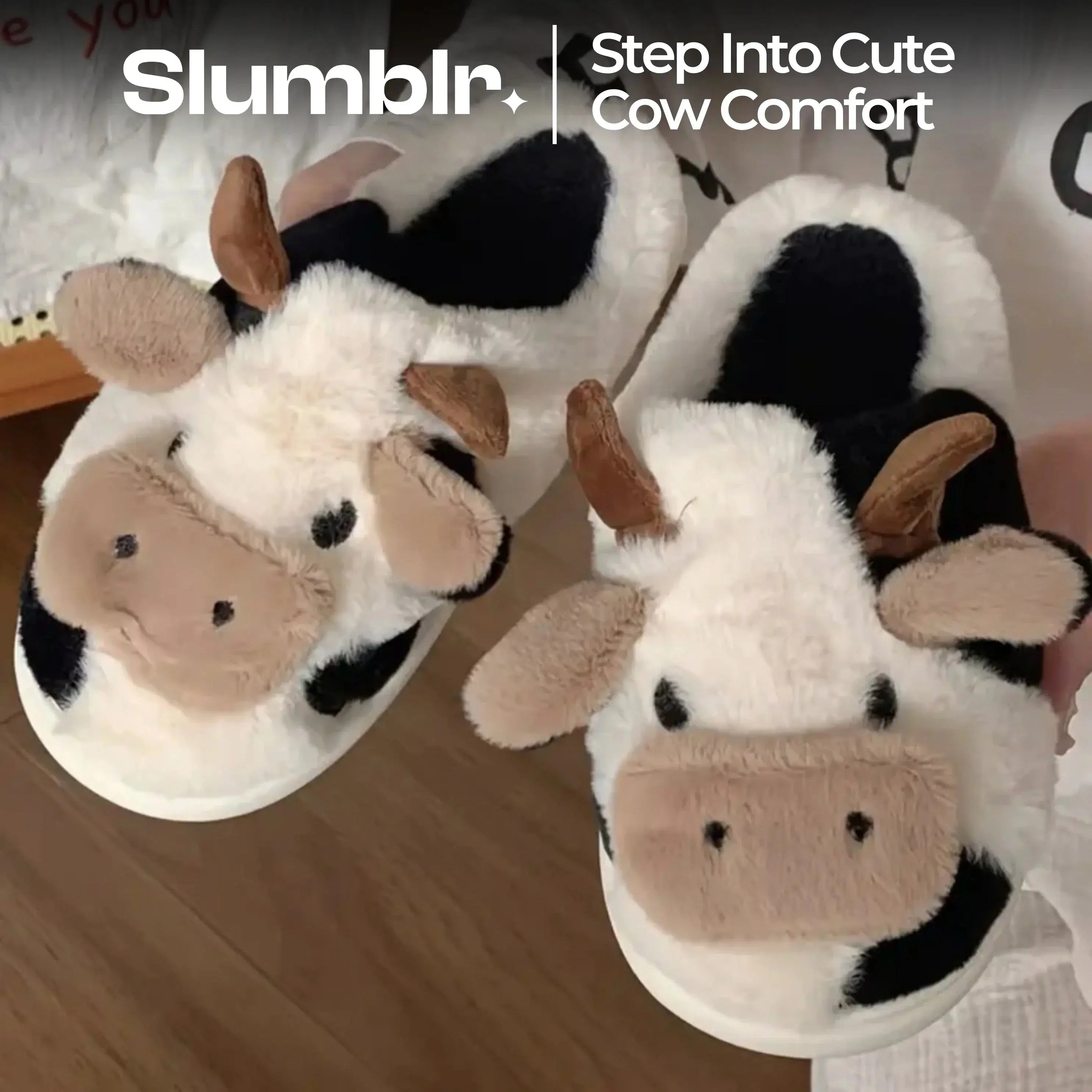 Slumblr® Cartoon Cow Plush Winter Home Slippers Slumblr
