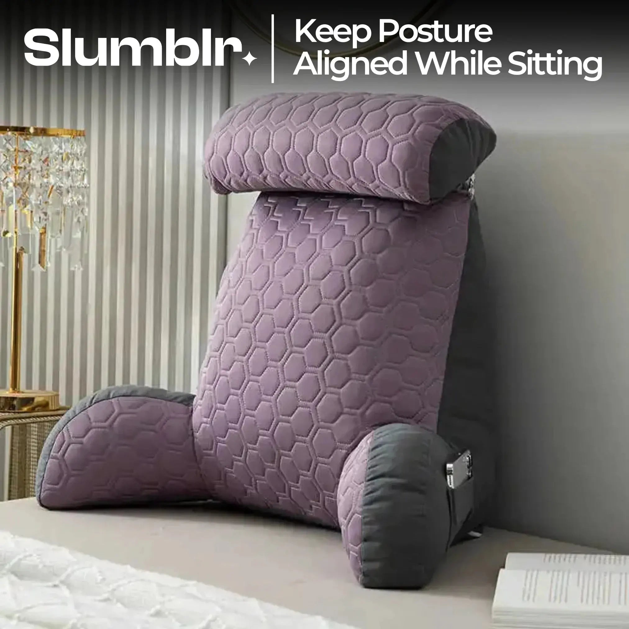 Slumblr® Cool Silk Reading Pillow with Pockets Slumblr