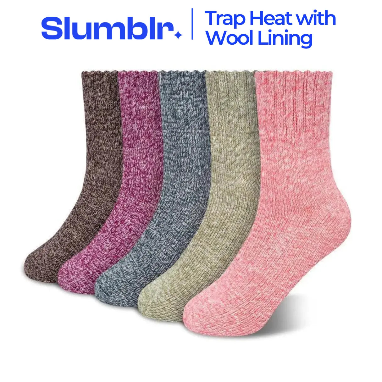 Slumblr® Wool Lined Winter Socks (5 Pairs) Slumblr