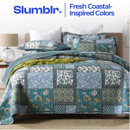 Slumblr® Floral Quilt Set (1 Bedspread & 2 Pillow Cases)