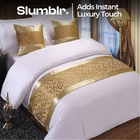 Slumblr® Champagne Floral Queen Bed Runner Bedding Scarf