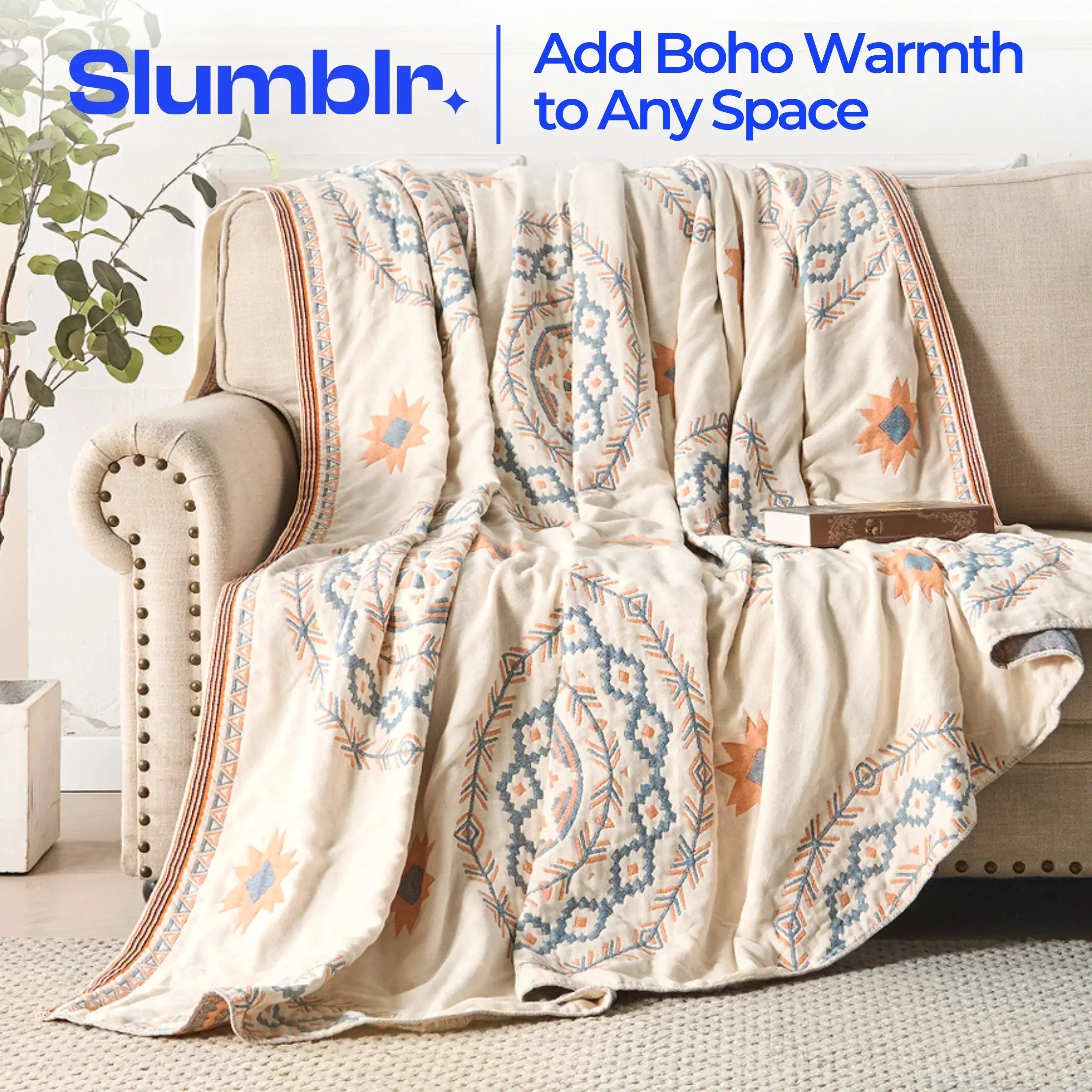 Slumblr® Nordic Cotton Gauze Boho Throw Blanket Slumblr