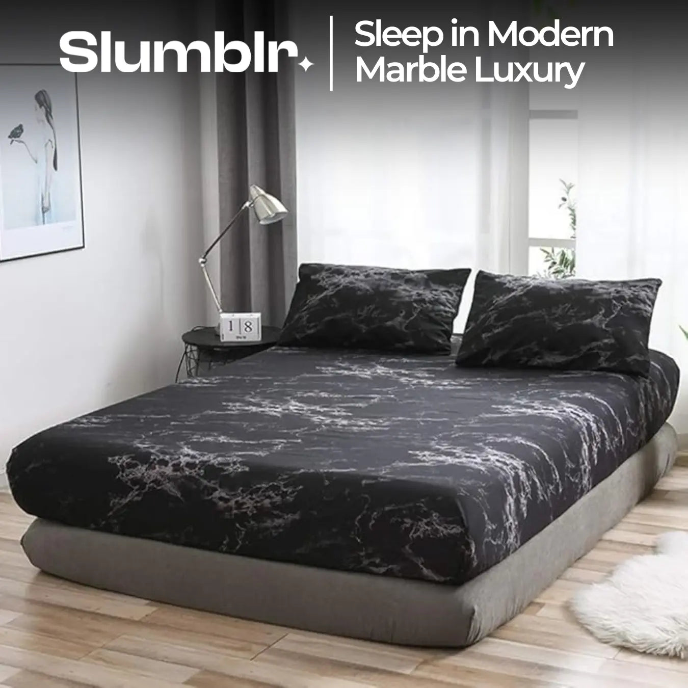 Slumblr® Marble Print Fitted Sheet Slumblr