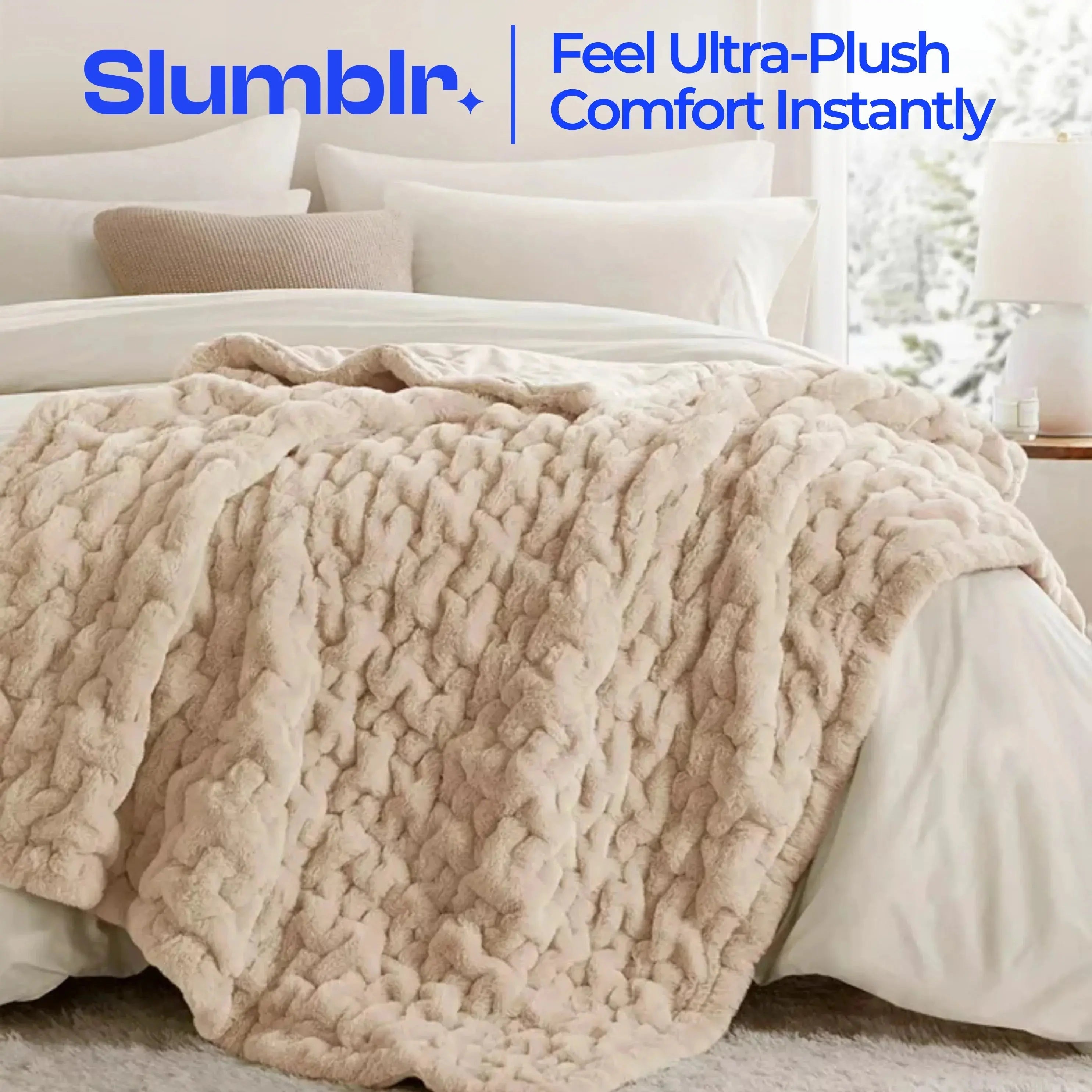 Slumblr® Ruched Faux Fur Cozy Throw Blanket Slumblr