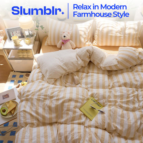 Slumblr® Cotton Crepe Striped Quilt Set