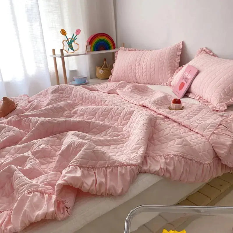 Korean Style Quilted Summer Quilt Blanket Lightweight Cooling Air-conditioning Comforter Quilt Soft Thin Quilt Machine Washable