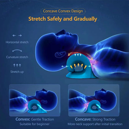 Cervical Massager Heated Neck Stretcher Pain Relief Cervical Traction Device Heating Shoulder Relaxer Acupoint Massage Pillow