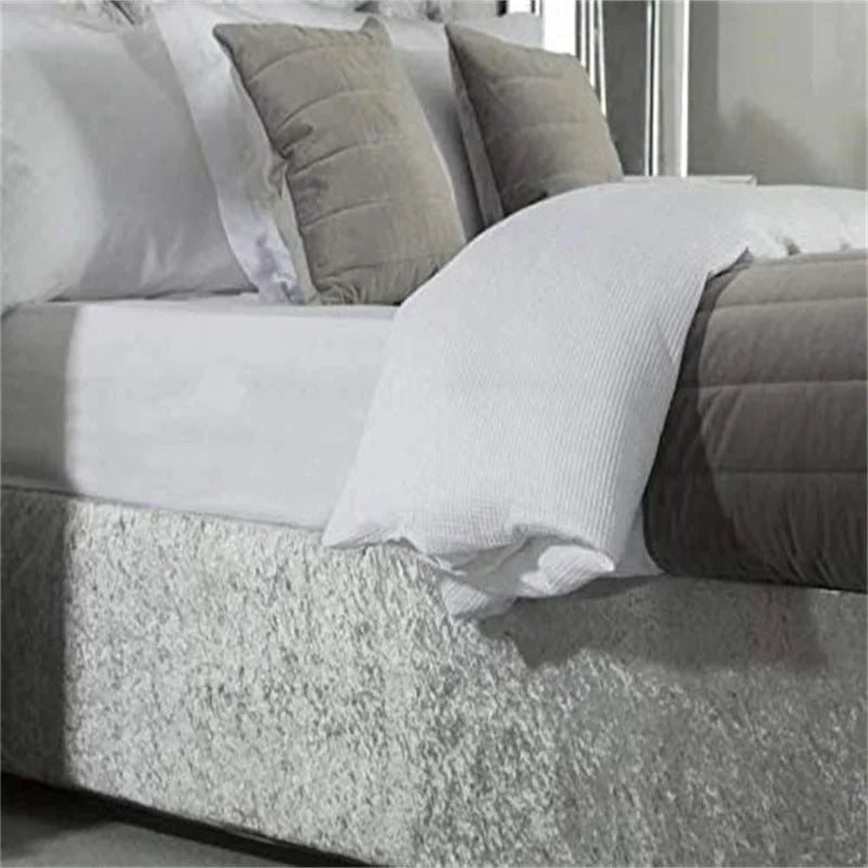 Quality Thicken Extra Deep Base Wrap Bed Skirt Valance Crushed Velvet Divan Frame Cover Fully Elasticated and Three Sides Fabric