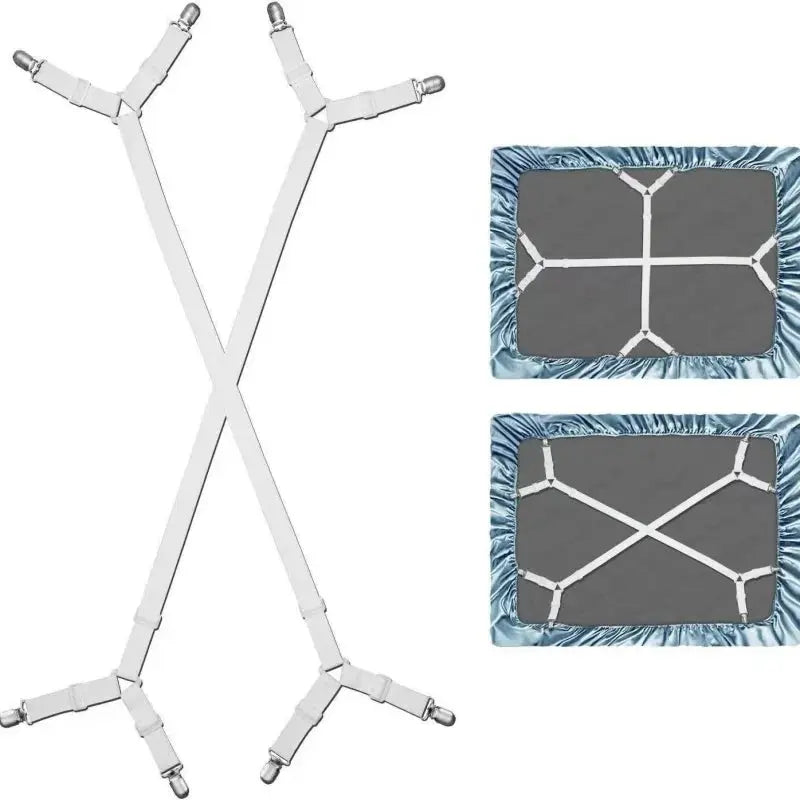 Universal Bed Sheet Fixed Holder High Elastic Adjustable Crisscross Fastener Straps Kits Non-Slip Sofa Cover Clips