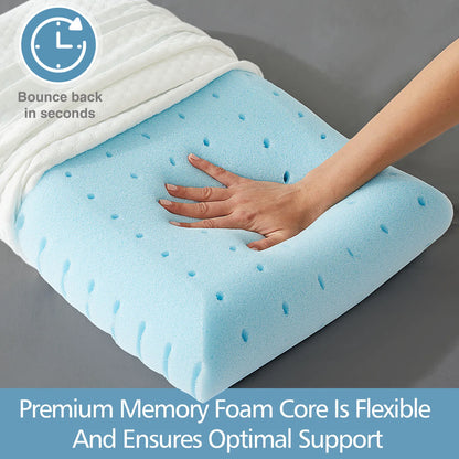 JHK Memory Foam Pillows Standard Size Neck Pillow Ventilated Cooling Bed Pillow with Removable Washable Cover Ultimate Comfort