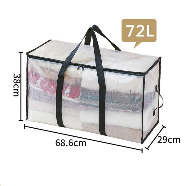 Transparent large capacity woven storage bag,quilted storage bag,closet type waterproof double zipper portable clothing storage