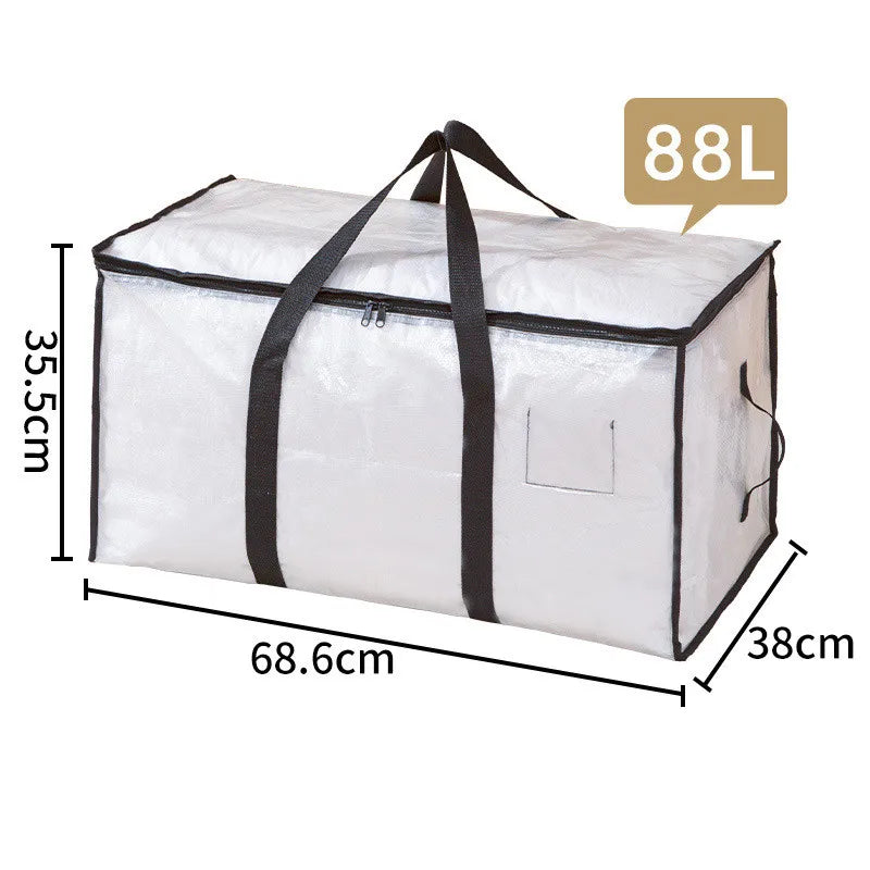 Transparent large capacity woven storage bag,quilted storage bag,closet type waterproof double zipper portable clothing storage