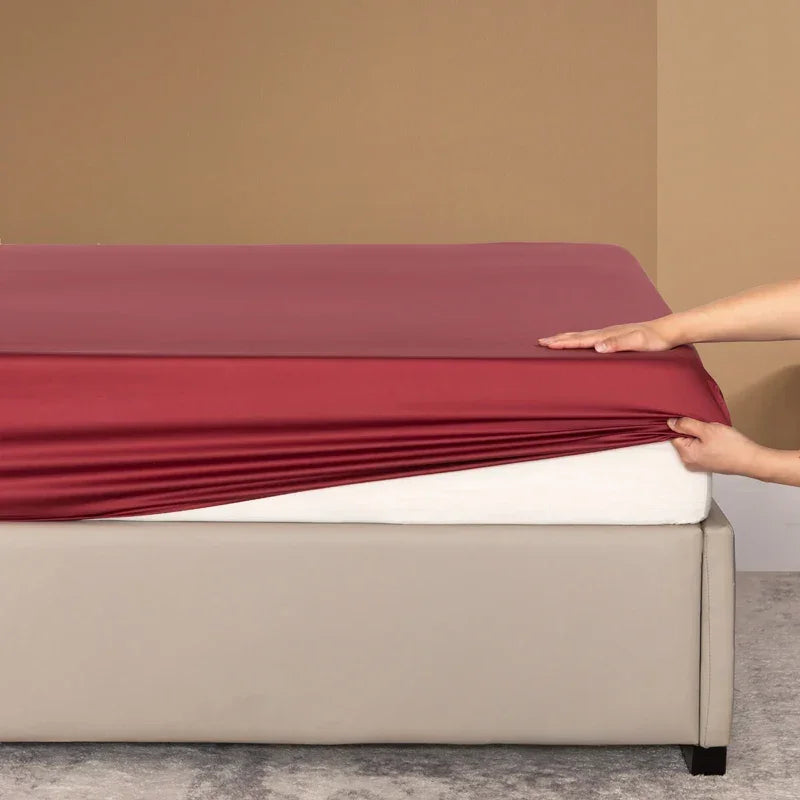 100% Bamboo Fitted Sheet with Elastic Band Smooth Cooling Bedsheet 1000 Thread Count Anti-slip Mattress Cover for Queen King Bed