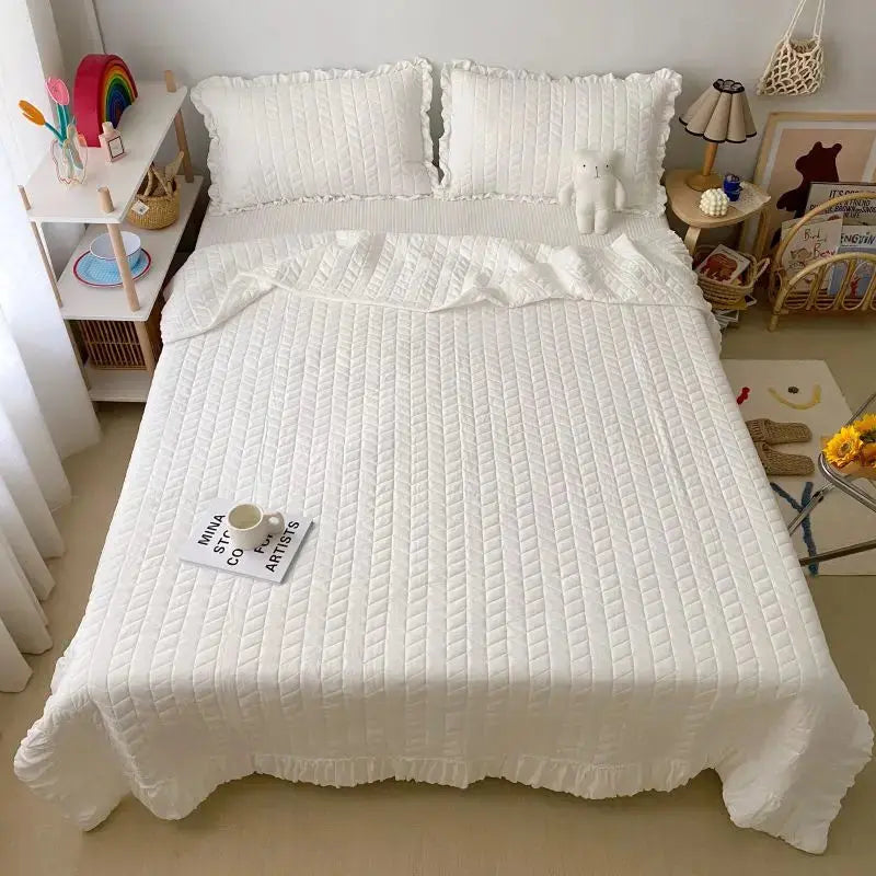 Korean Style Quilted Summer Quilt Blanket Lightweight Cooling Air-conditioning Comforter Quilt Soft Thin Quilt Machine Washable