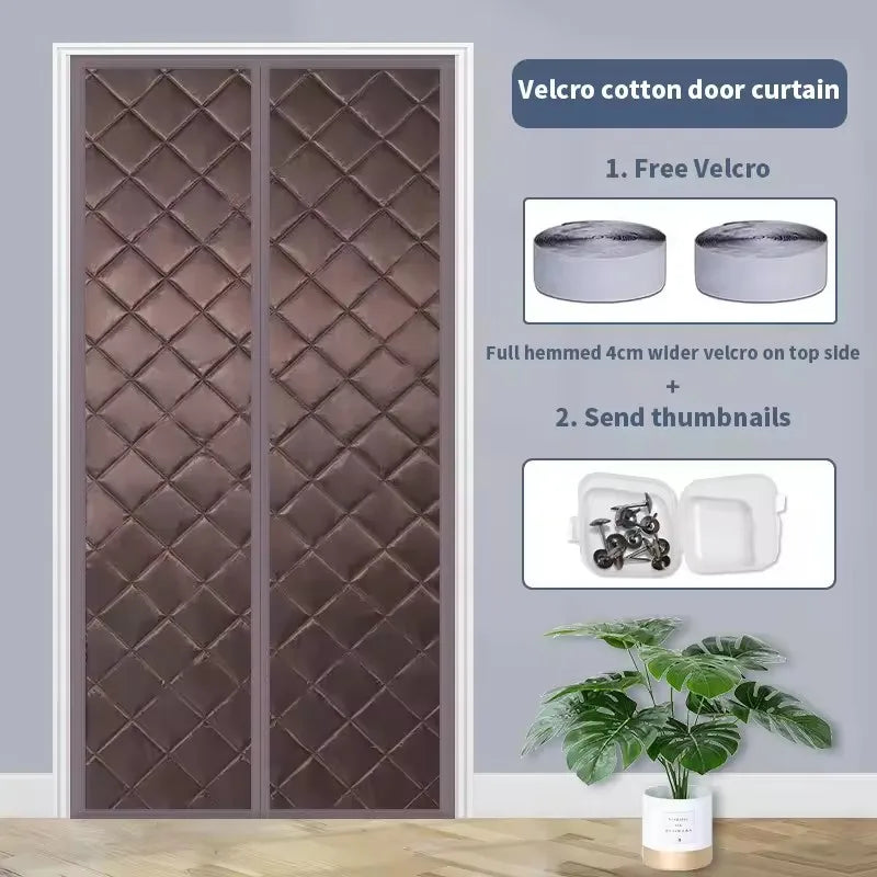 Waterproof Door Screen Coldproof Thicken Door Cutain with Cotton Warm Self-Closing Magnetic Screen Door in Winter for Household
