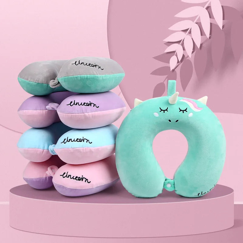 Cartoon Animal U-shaped Pillow Unicorn Neck Pillow Slow Rebound Memory Foam Neck Pillow Airplane Car Travel Nap Pillow