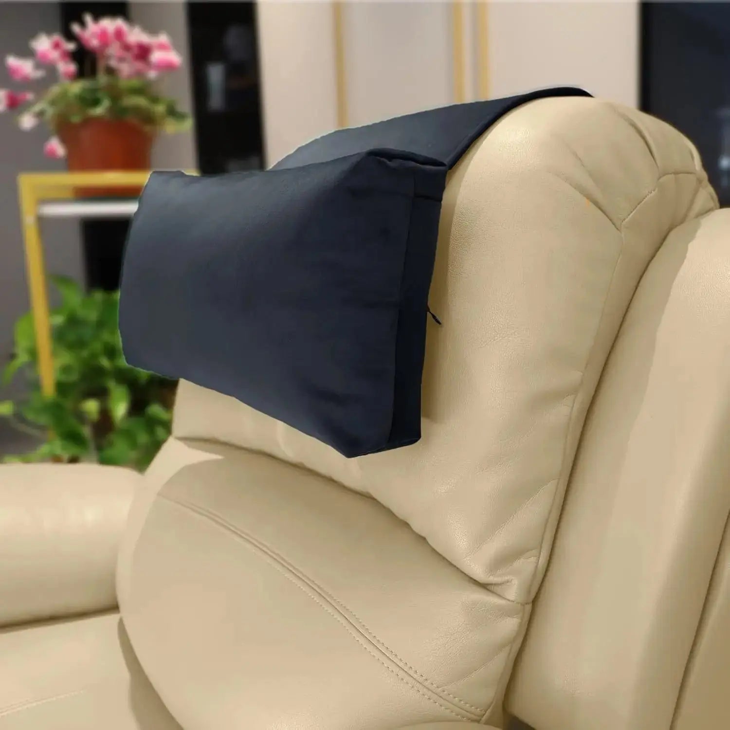 New Fashion Velvet Chaise Lounge Headrest with Non-Slip Base Adjustable Fixed Neck Support Car Headrest