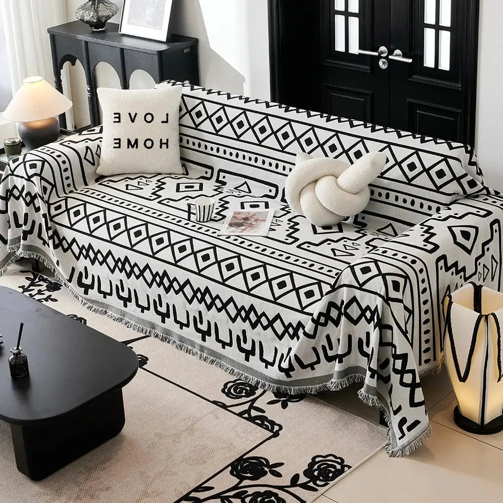 Sofa Towel with Full Coverage Ins Cream Wind Cotton Yarn Camping Blanket Sofa Cushion Cover All Season Universal All Inclusive