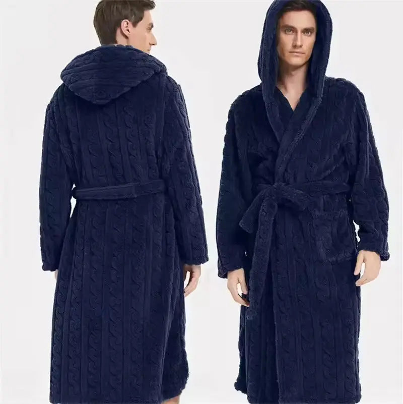 Slumblr® Men’s Hooded Jacquard Flannel Robe Slumblr