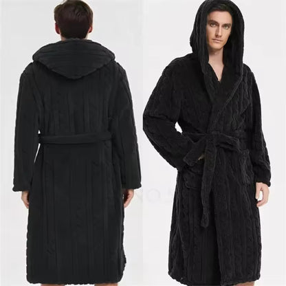 Slumblr® Men’s Hooded Jacquard Flannel Robe