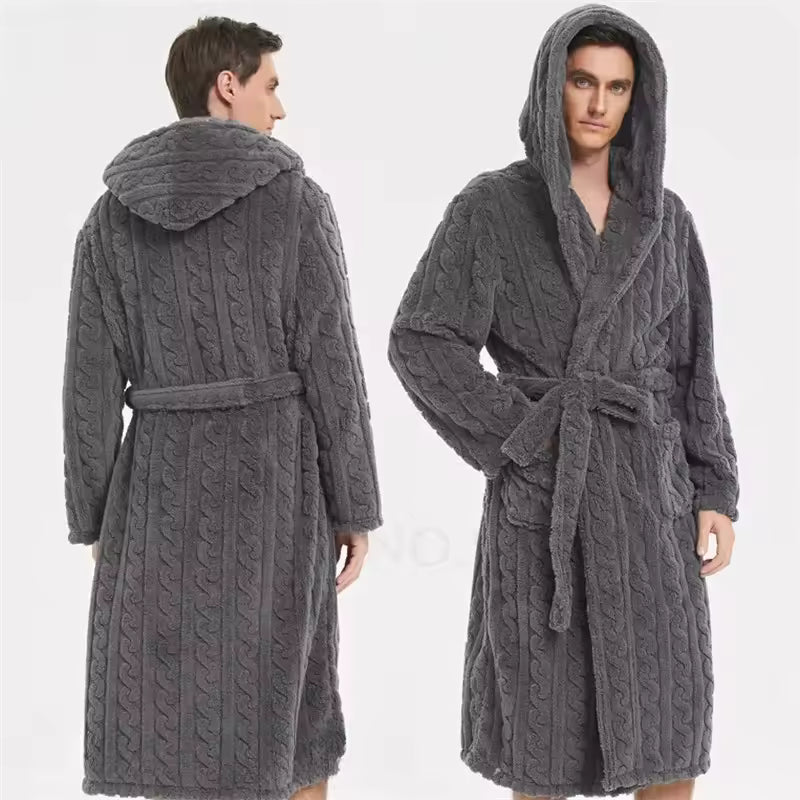 Slumblr® Men’s Hooded Jacquard Flannel Robe