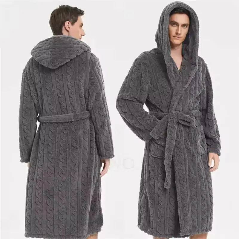 Slumblr® Men’s Hooded Jacquard Flannel Robe Slumblr