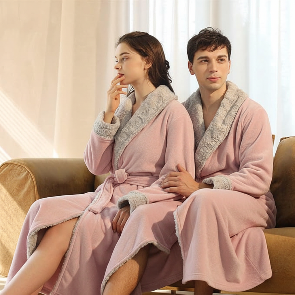 Slumblr® Plush Flannel Fleece Couple Bathrobes