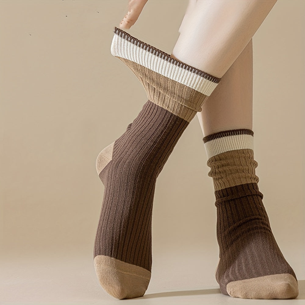 Slumblr® Brown Striped Crew Socks (5 Pairs)