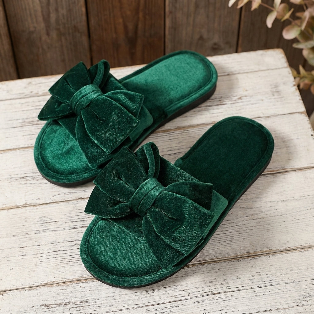 Slumblr® Velvet Bow Slippers