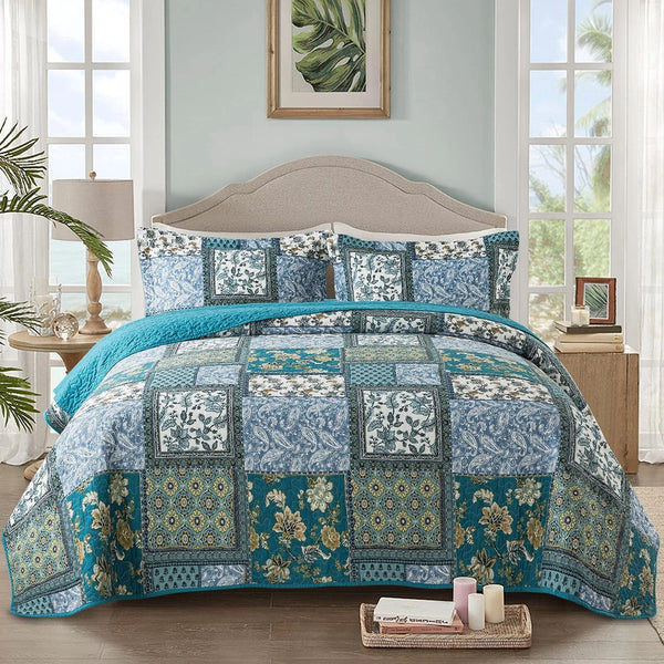 Slumblr® Floral Quilt Set (1 Bedspread & 2 Pillow Cases)