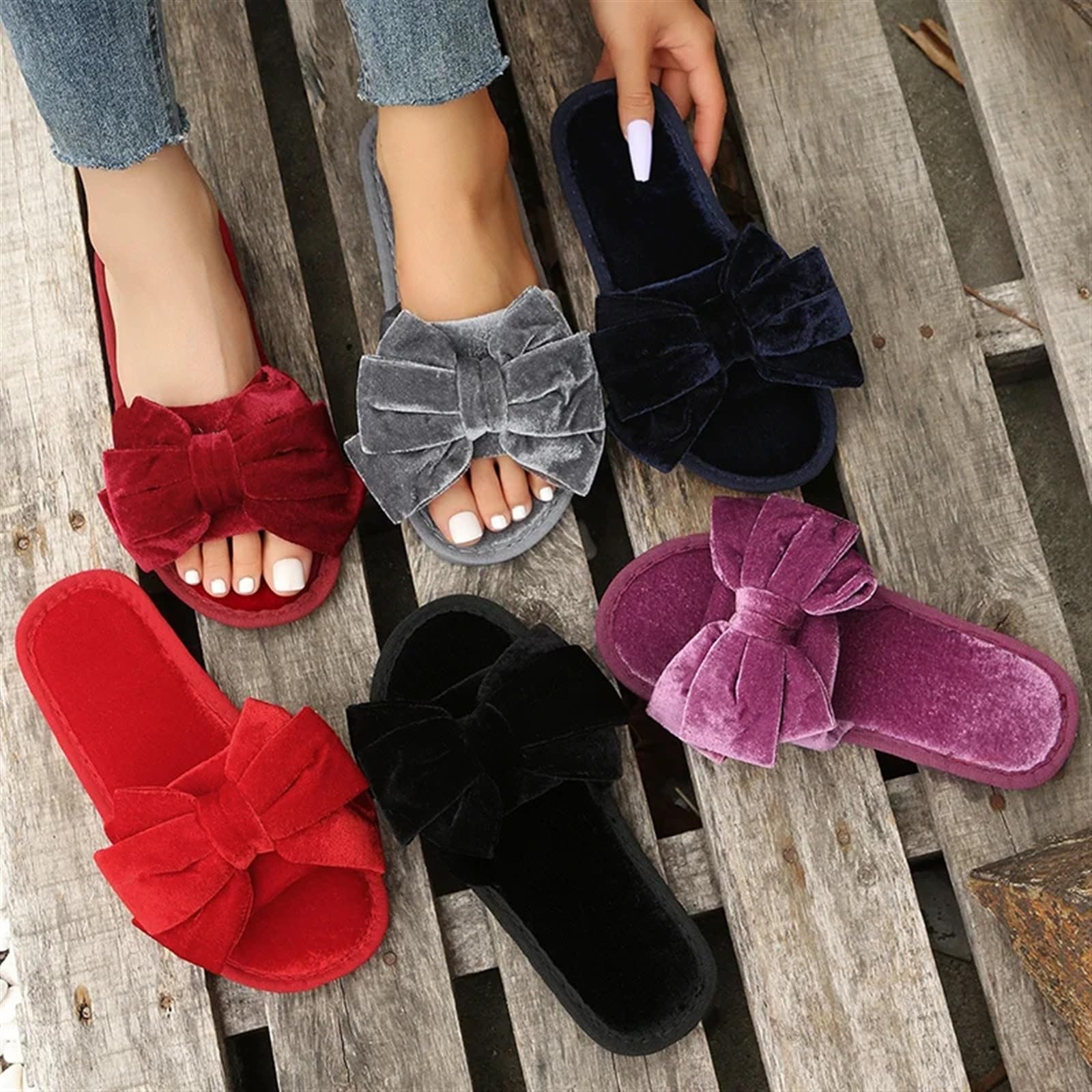 Slumblr® Velvet Bow Slippers