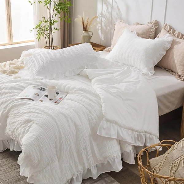 Slumblr® Korean Lace Seersucker Duvet Cover Set