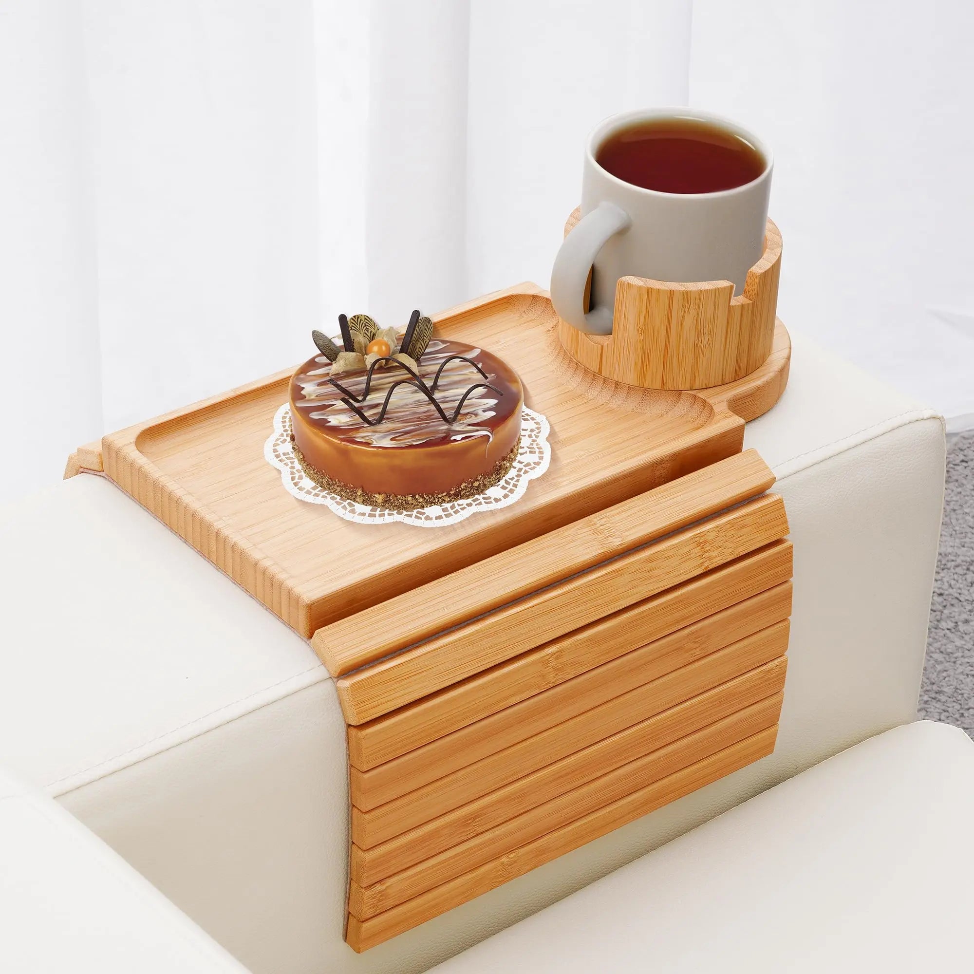 Slumblr® Bamboo Couch Cup Holder Tray Slumblr